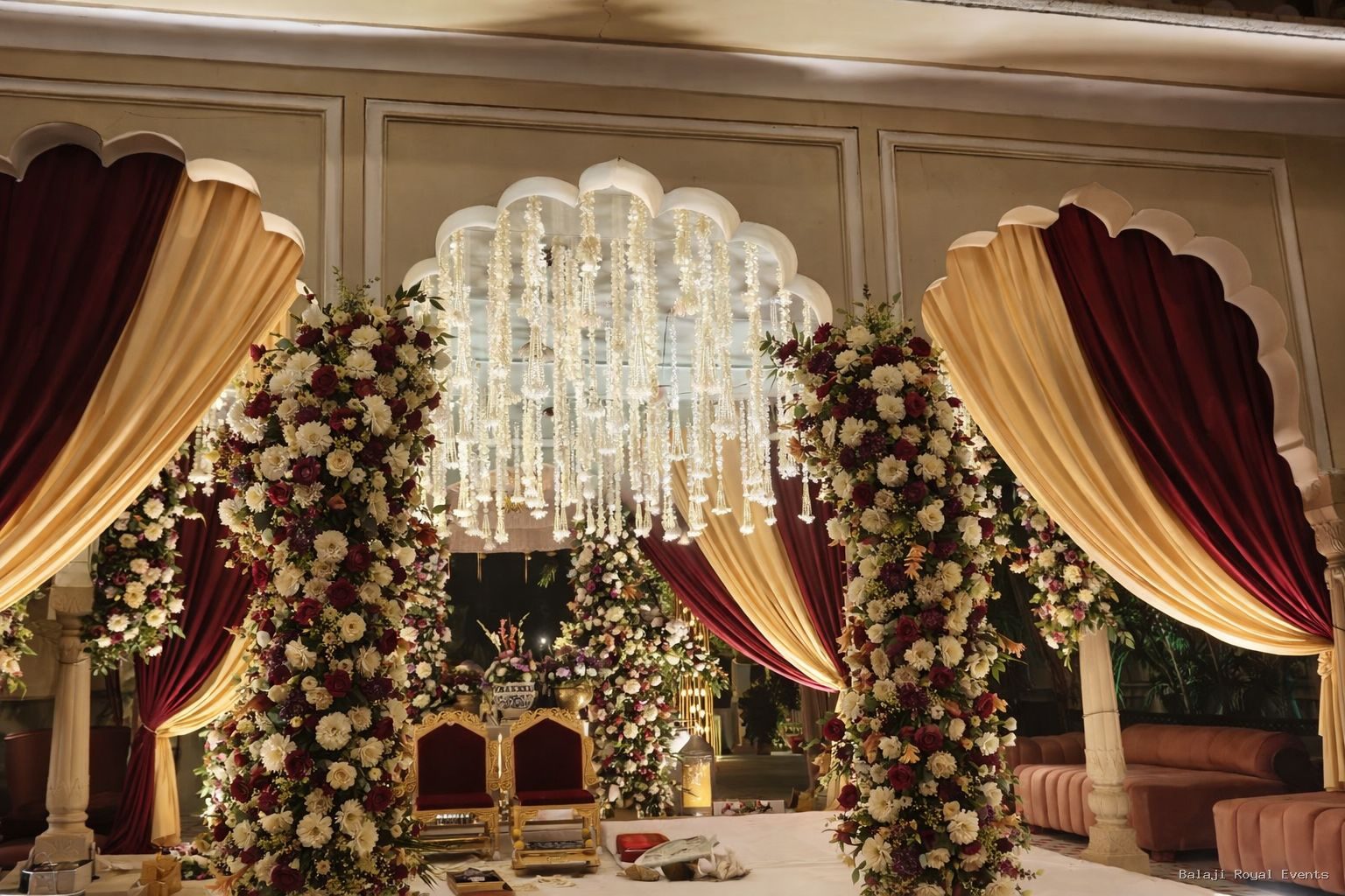 Royal wedding mandap decoration by Balaji Royal Events at Alsisar Mahal Rajasthan